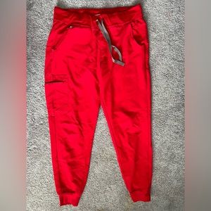 Figs pop red Zamora scrub jogger pants